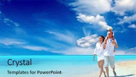  Presentation with fun - Audience pleasing presentation theme consisting of view of happy young family backdrop and a light blue colored foreground