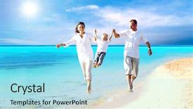  Presentation with fun - Theme consisting of view of happy young family background and a light blue colored foreground