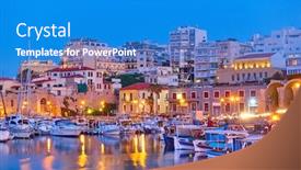  Presentation with crete island - Cool new presentation with view-of-heraklion-city backdrop and a teal colored foreground