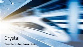  Presentation with bullet train - Slide set consisting of view of high-speed train background and a light blue colored foreground