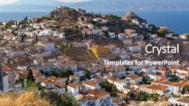  Presentation with hill - Slide set consisting of view-of-hill-and-houses background and a tawny brown colored foreground