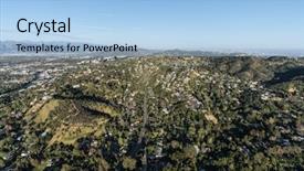  Presentation with los angeles - Presentation theme featuring view of hillside homes along background and a light blue colored foreground