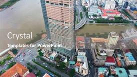  Presentation with vietnam - Beautiful slide deck featuring minh city or saigon vietnam backdrop and a gray colored foreground