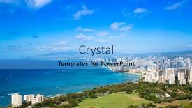  Presentation with waikiki diamond head - Colorful PPT layouts enhanced with view-of-honolulu-skyline backdrop and a light blue colored foreground