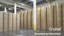  Presentation with newspaper - Colorful slides enhanced with printing industry - view of huge rolls backdrop and a gray colored foreground