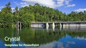  Presentation with hydroelectric - Amazing PPT layouts having view of hydroelectric power station backdrop and a tawny brown colored foreground
