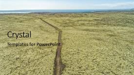  Presentation with green travel - Colorful slide set enhanced with view of iceland road cross backdrop and a yellow colored foreground