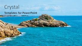  Presentation with rock - PPT theme consisting of view-of-illot-del-torn background and a light blue colored foreground