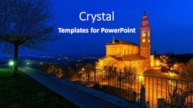  Presentation with church blue - PPT layouts consisting of view-of-illuminated-parish-church background and a royal blue colored foreground