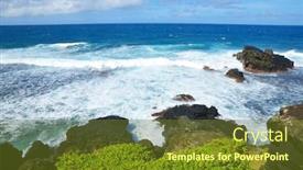  Presentation with south beach - Presentation theme enhanced with view of indian ocean at gris gris beach on south of tropical island mauritius background and a tawny brown colored foreground
