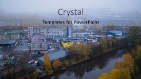  Presentation with environmental - Cool new slide deck with view of industrial area of the city with factories environmental problems backdrop and a light blue colored foreground