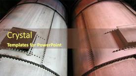  Presentation with electric plant - Beautiful slide set featuring view-of-industrial-tanks backdrop and a tawny brown colored foreground