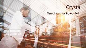  Presentation with city roads - Presentation design with view of industry against illuminated roads by building in city background and a lemonade colored foreground