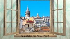  Presentation with istanbul - PPT theme featuring view-of-istanbul-galata-tower background and a coral colored foreground