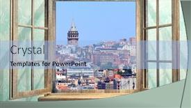 Presentation with istanbul - Presentation theme having view-of-istanbul-galata-tower background and a light blue colored foreground
