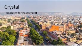  Presentation with jaipur city palace rajasthan india - Presentation design featuring view of jaipur pink city background and a light blue colored foreground