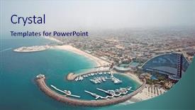  Presentation with hotel - PPT theme consisting of view of jumeirah beach hotel background and a sky blue colored foreground