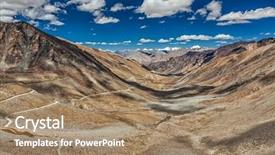  Presentation with road - PPT layouts featuring view-of-karakorum-range background and a coral colored foreground