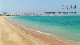  Presentation with middle east - Presentation design enhanced with view-of-katara-beach background and a light blue colored foreground