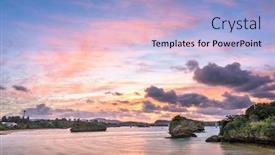  Presentation with japan - Theme with view-of-kouri-island-okinawa background and a light blue colored foreground