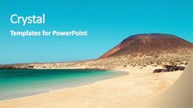  Presentation with montana - Slides having view of la francesa beach in la graciosa island in the canary islands spain with the montana amarilla mountain in the background background and a teal colored foreground