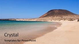  Presentation with montana - Audience pleasing PPT layouts consisting of view of la francesa beach in la graciosa island in the canary islands spain with the montana amarilla mountain in the background backdrop and a coral colored foreground