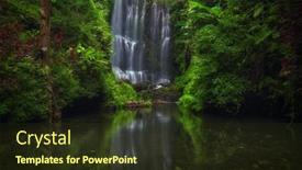  Presentation with waterfall - Presentation featuring view-of-labuhan-kebo-waterfall background and a tawny brown colored foreground