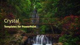  Presentation with waterfall - Slide set featuring view-of-labuhan-kebo-waterfall background and a tawny brown colored foreground