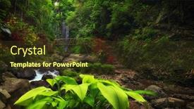  Presentation with waterfall - PPT layouts with view-of-labuhan-kebo-waterfall background and a tawny brown colored foreground