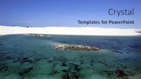  Presentation with sand dunes - Cool new presentation theme with view-of-lagoa-azul backdrop and a light blue colored foreground
