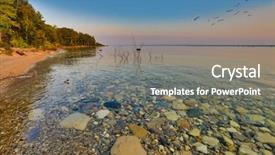  Presentation with lake - Presentation design with view of lake michigan background and a gray colored foreground