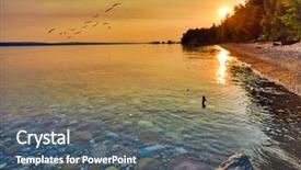  Presentation with lake - Amazing presentation theme having view of lake michigan backdrop and a ocean colored foreground