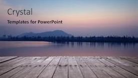  Presentation with lake - PPT theme having view of lake with sunset background and a teal colored foreground