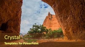  Presentation with gold mine tunnel gold mining - Audience pleasing slides consisting of view-of-las-medulas-historic backdrop and a tawny brown colored foreground