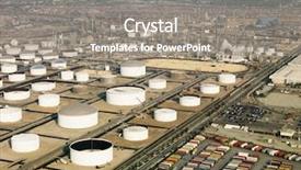  Presentation with oil tanks - Presentation featuring view of liquid storage tanks background and a gray colored foreground