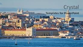  Presentation with boats - PPT theme having view-of-lisbon-over-tagus background and a light blue colored foreground