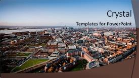  Presentation with city - Beautiful slides featuring view of liverpool city backdrop and a light blue colored foreground