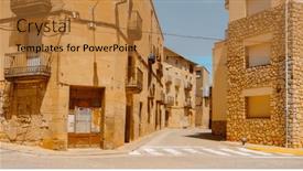  Presentation with old soho street - Slides consisting of view-of-lleida-street background and a gold colored foreground