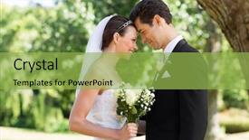  Presentation with garden - Slide set having view of loving newly wed background and a yellow colored foreground