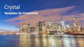  Presentation with brooklyn - Colorful presentation design enhanced with view-of-lower-manhattan backdrop and a ocean colored foreground