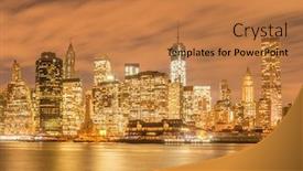  Presentation with brooklyn - Amazing slide set having view-of-lower-manhattan backdrop and a coral colored foreground