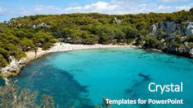  Presentation with beach - Slide deck enhanced with view-of-macarella-beach background and a teal colored foreground