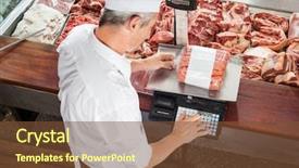  Presentation with butcher - Theme enhanced with view of male butcher weighing background and a tawny brown colored foreground