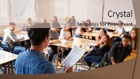  Presentation with high school testing multicultural - PPT theme enhanced with view of male high school background and a soft green colored foreground