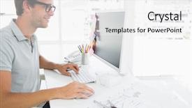  Presentation with side by side - Audience pleasing theme consisting of view of male photo edi backdrop and a  colored foreground