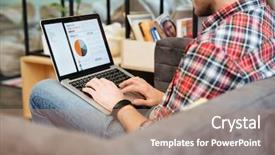  Presentation with coworking - Slides featuring view of man analyzes performance background and a coral colored foreground