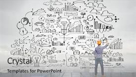  Presentation with engineering - PPT layouts consisting of view of man engineer drawing background and a light gray colored foreground