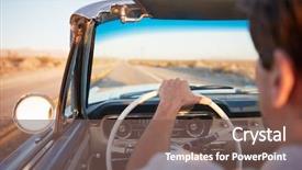  Presentation with classic car - Cool new theme with view of man on road backdrop and a violet colored foreground