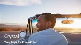  Presentation with road trip - Audience pleasing PPT layouts consisting of view of man on road backdrop and a  colored foreground