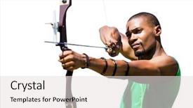  Presentation with archery - Theme featuring view of man practicing archery background and a light gray colored foreground